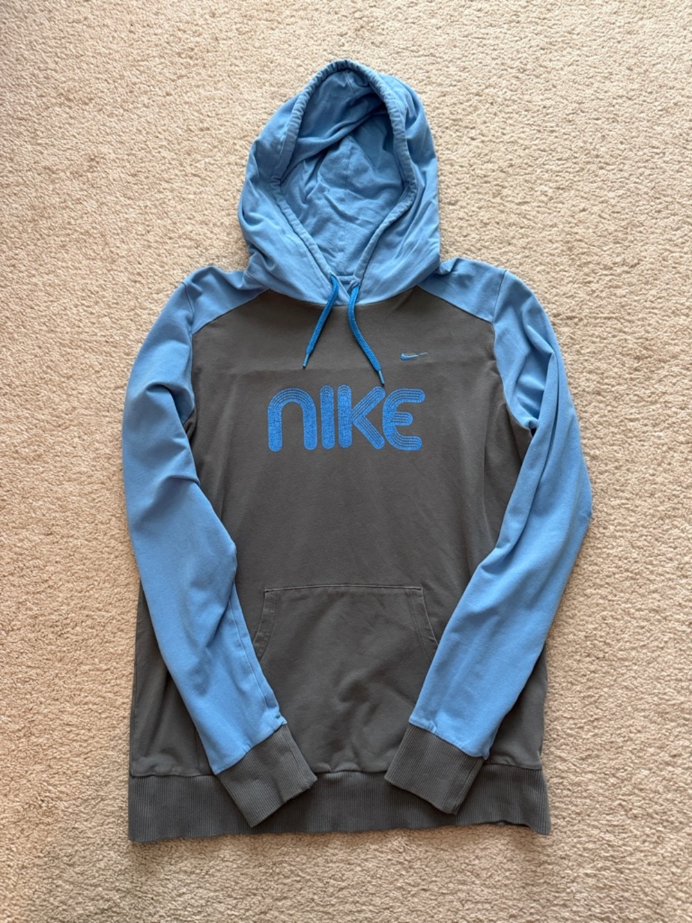 Nike Women’s Gray Body with Light Blue Sleeve Hoodie